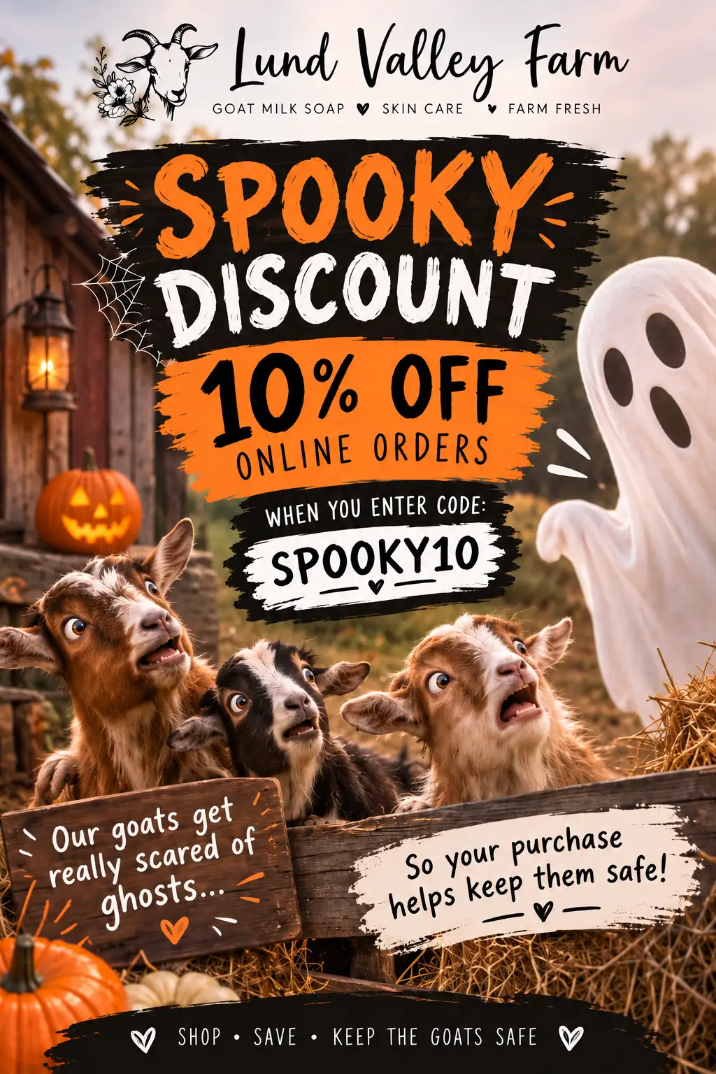 Spooky Goat Farm Discount Poster